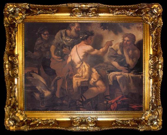 framed  Johann Carl Loth Fupiter and Merury being entertained by philemon and Baucis, ta009-2